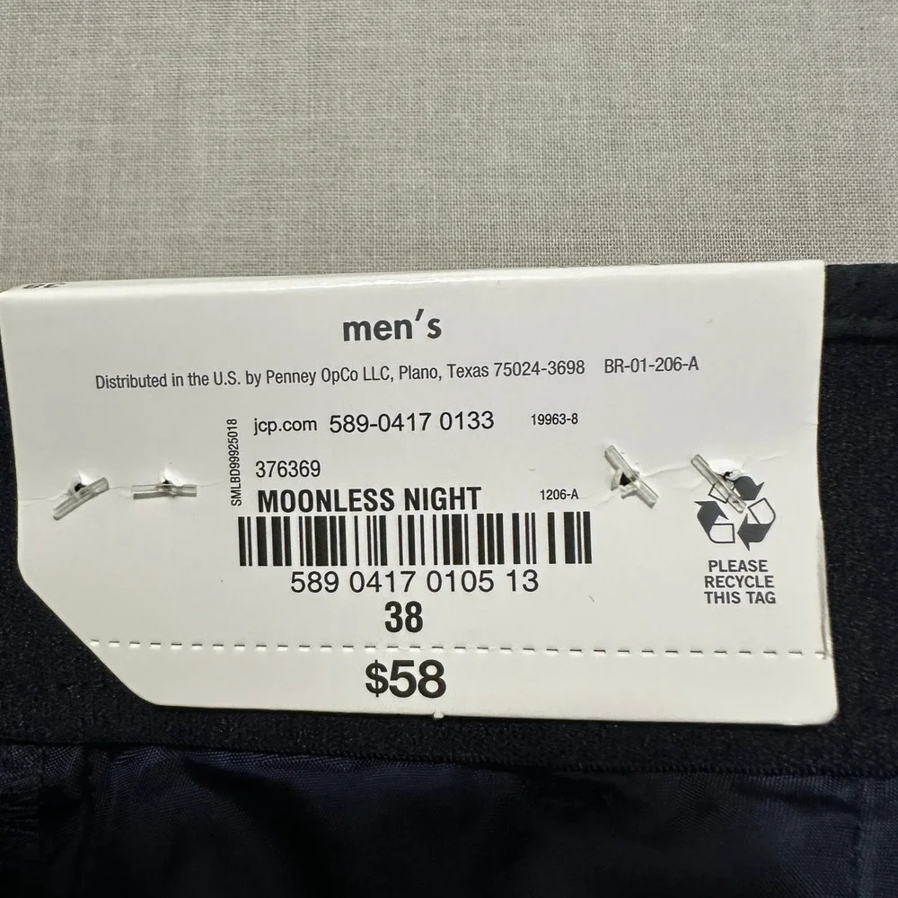 Stylus Men's 38 Tapered Pant Moonless Night Navy Blue Stretch Textured NEW